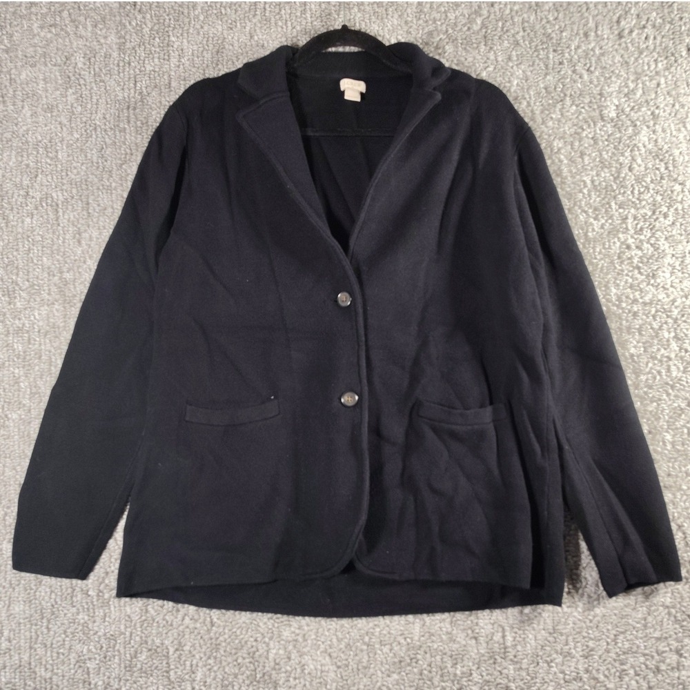 J.Crew Sweater Blazer Black Cotton Knit Women XL Quiet Luxury Professional